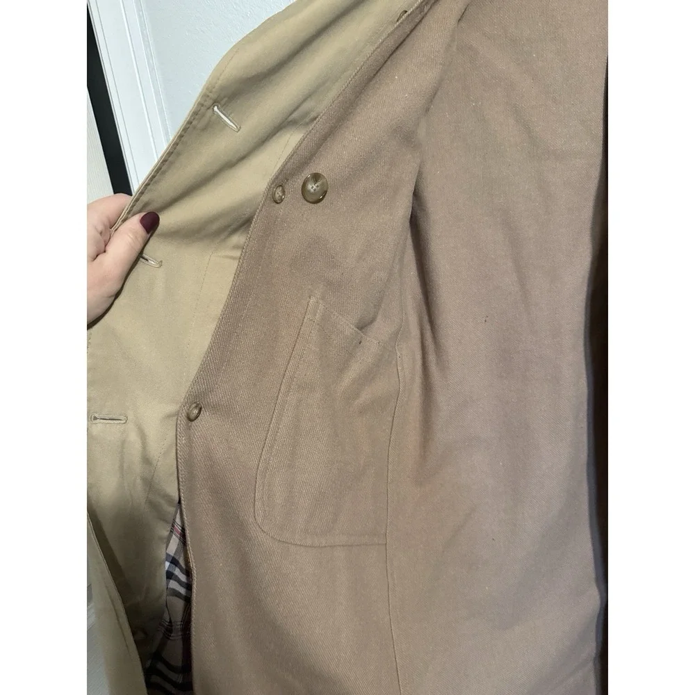 Vintage Tan Canvas Trench Coat With Wool Blend Removable Liner Unbranded Size 6 - Picture 3 of 11